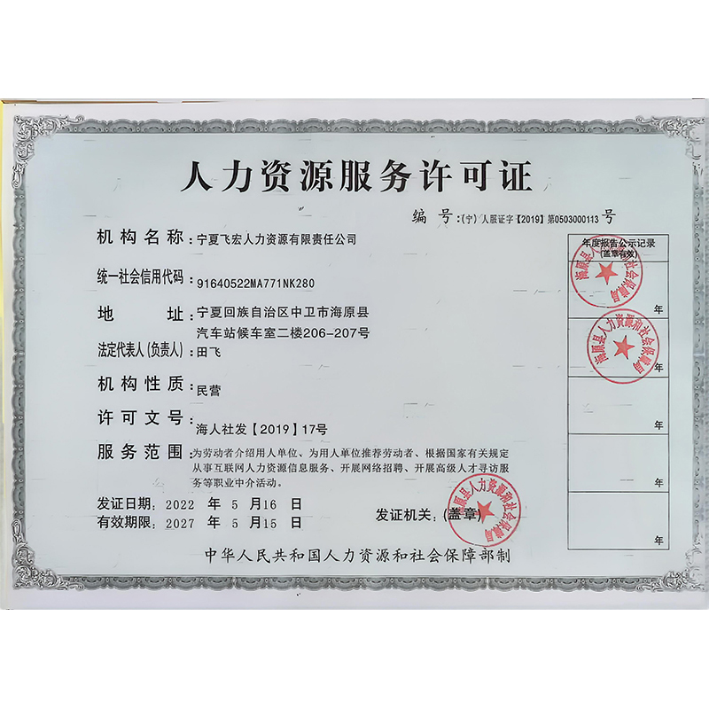 人力资源服务许可证